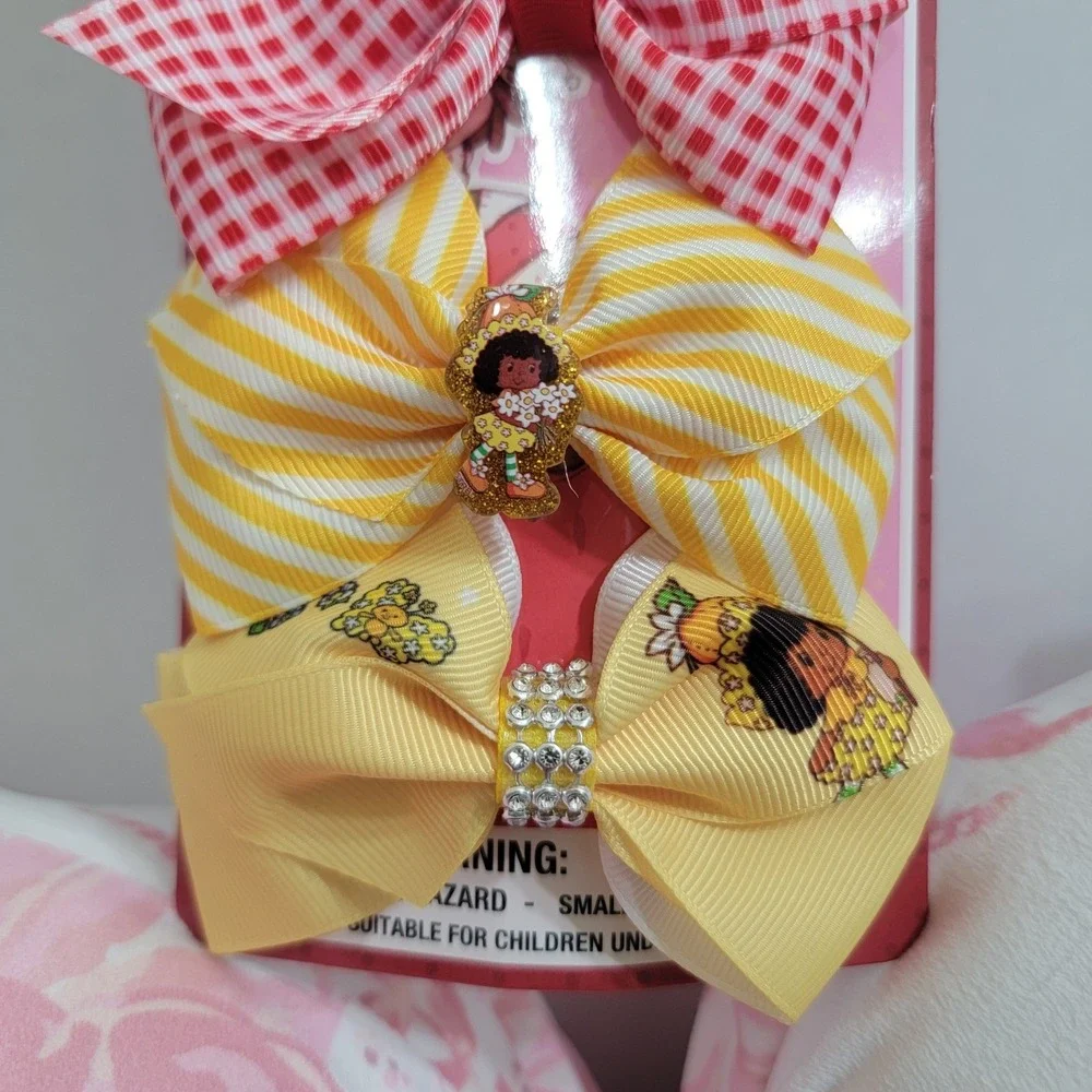 NEW! STRAWBERRY SHORTCAKE Orange Blossom Variety HAIR BOW Clips Set Of 7‎ Bling
